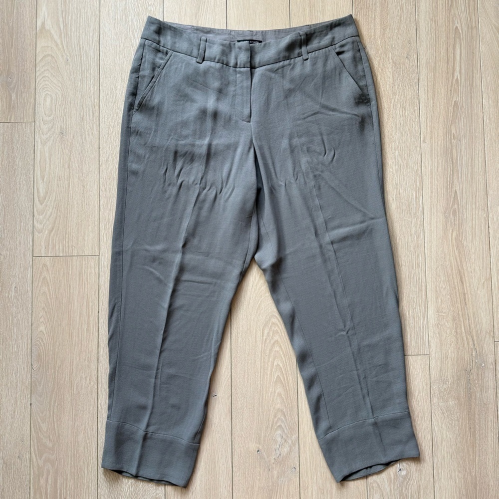 Eileen Fisher 100% Silk Crop Pants in Gray Size Small